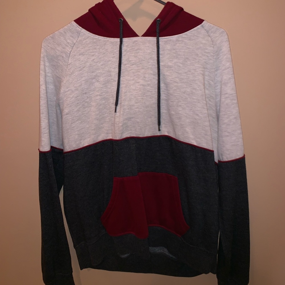 Pacsun Zine Brand Red, Grey and White Hoodie